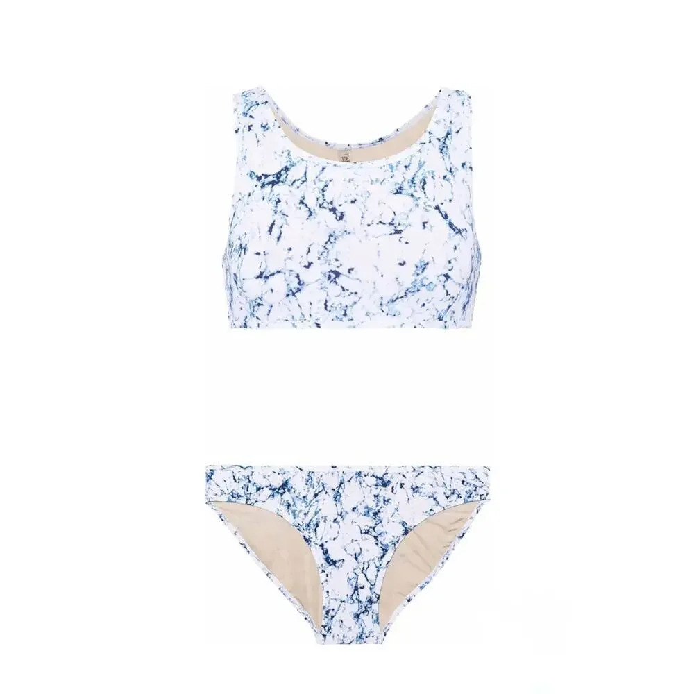 Tart Collection Swim Blue Tie Dye Racerback 2pc Piece Bikini Swimsuit Medium